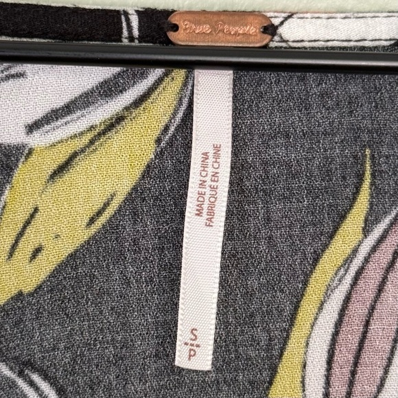 Free People Bella Floral Tunic Top Mini Dress Black Yellow Red White Size Small - Picture 8 of 11